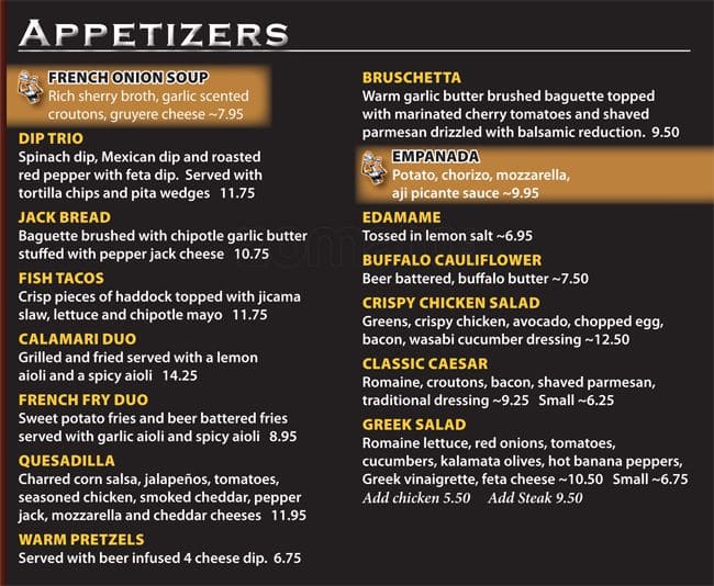 Menu at Tin Cup Sports Grill pub & bar, Burlington