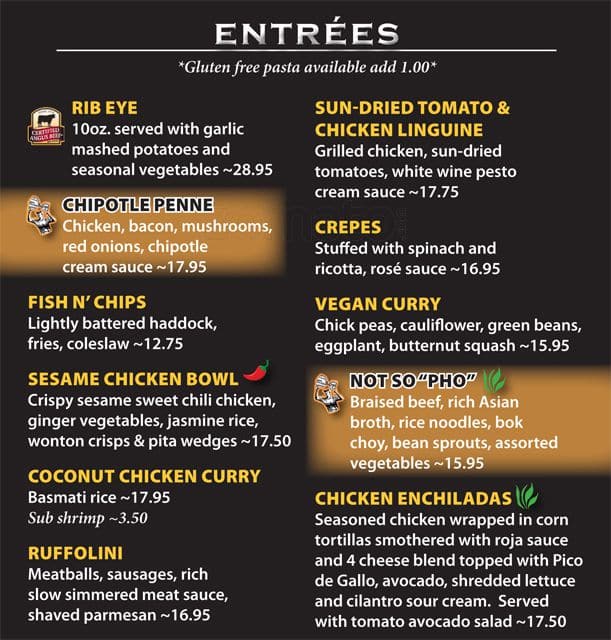 Menu at Tin Cup Sports Grill pub & bar, Burlington