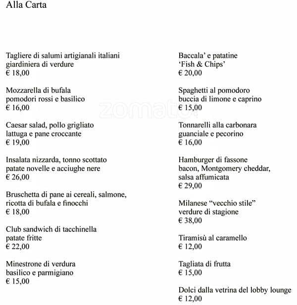 Menu di Bvlgari Ristorante 