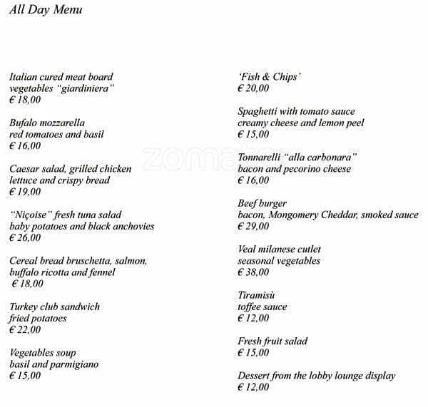 Menu di Bvlgari Ristorante 