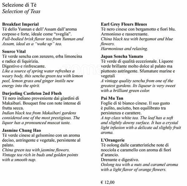 Menu di Bvlgari Ristorante 