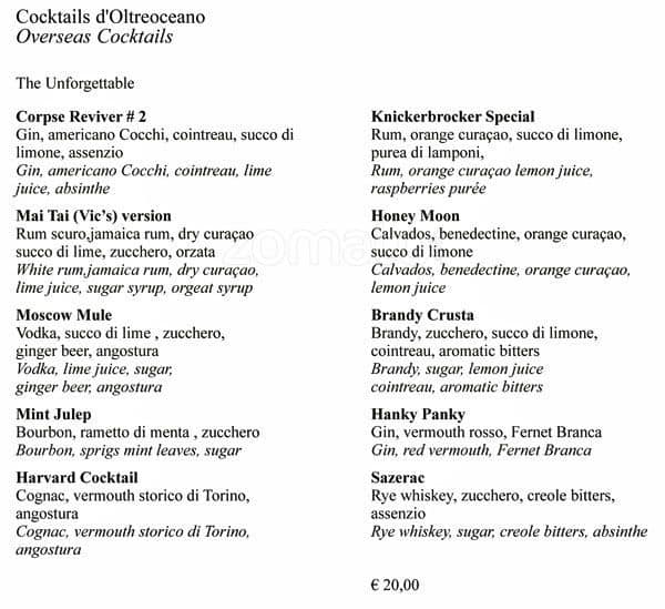 Menu di Bvlgari Ristorante 