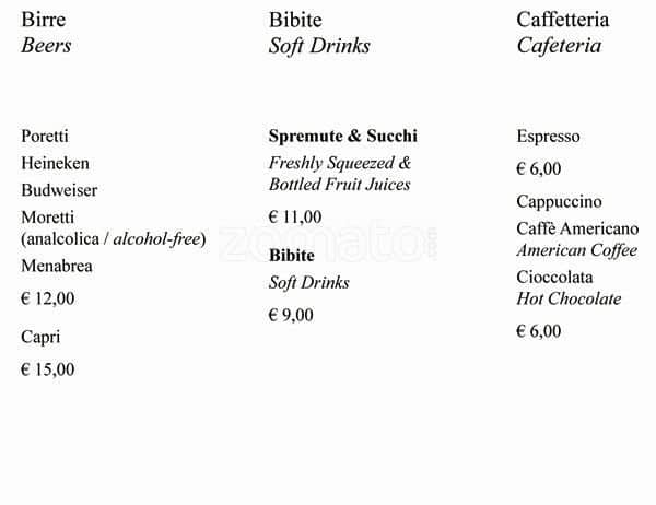 Menu di Bvlgari Ristorante 