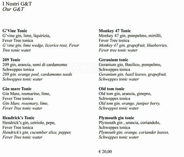 Menu di Bvlgari Ristorante 