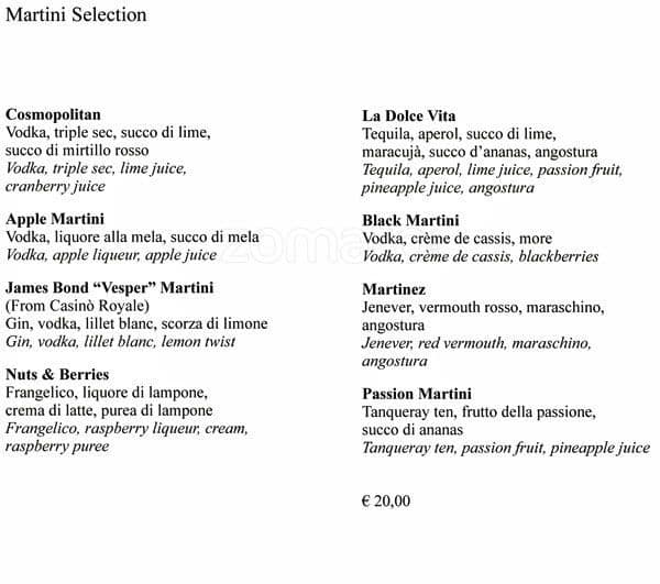 Menu di Bvlgari Ristorante 