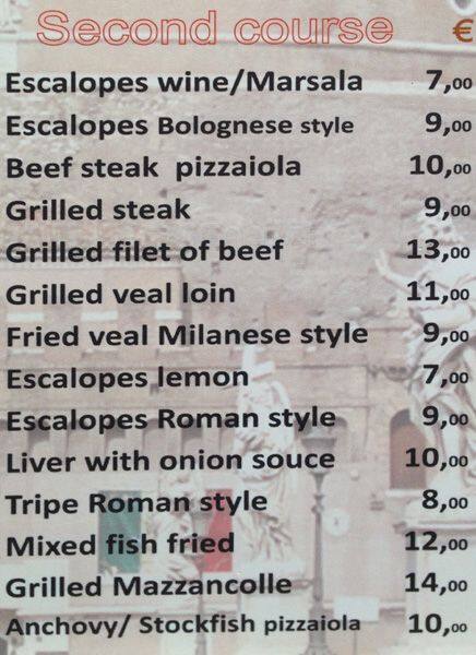 Menu di Da Tito "Al Venezia" 