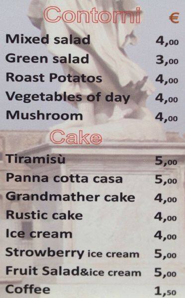 Menu di Da Tito "Al Venezia" 