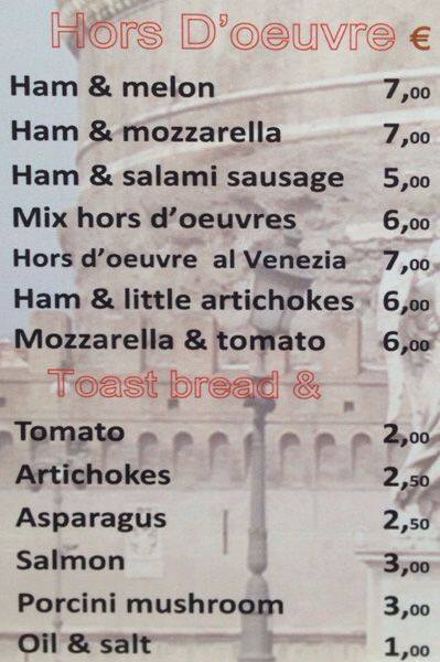 Menu di Da Tito "Al Venezia" 