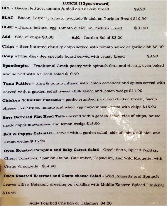 Menu at Cherry Red Cafe, Montmorency
