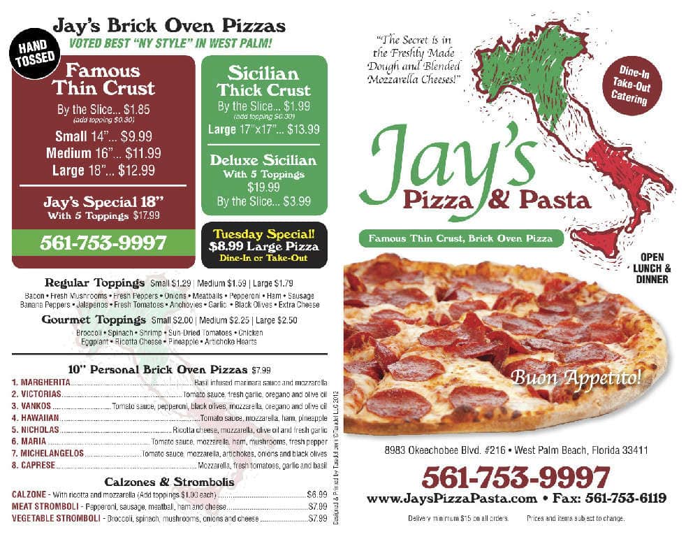 Jay's Pizza & Pasta Menu Urbanspoon/Zomato