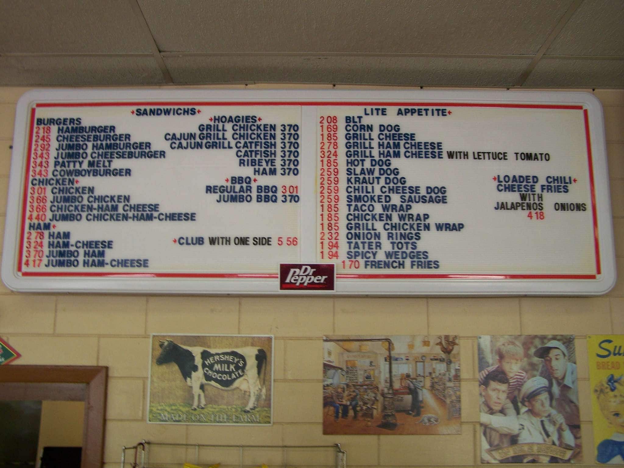 Menu at Frosty Front restaurant, Guin