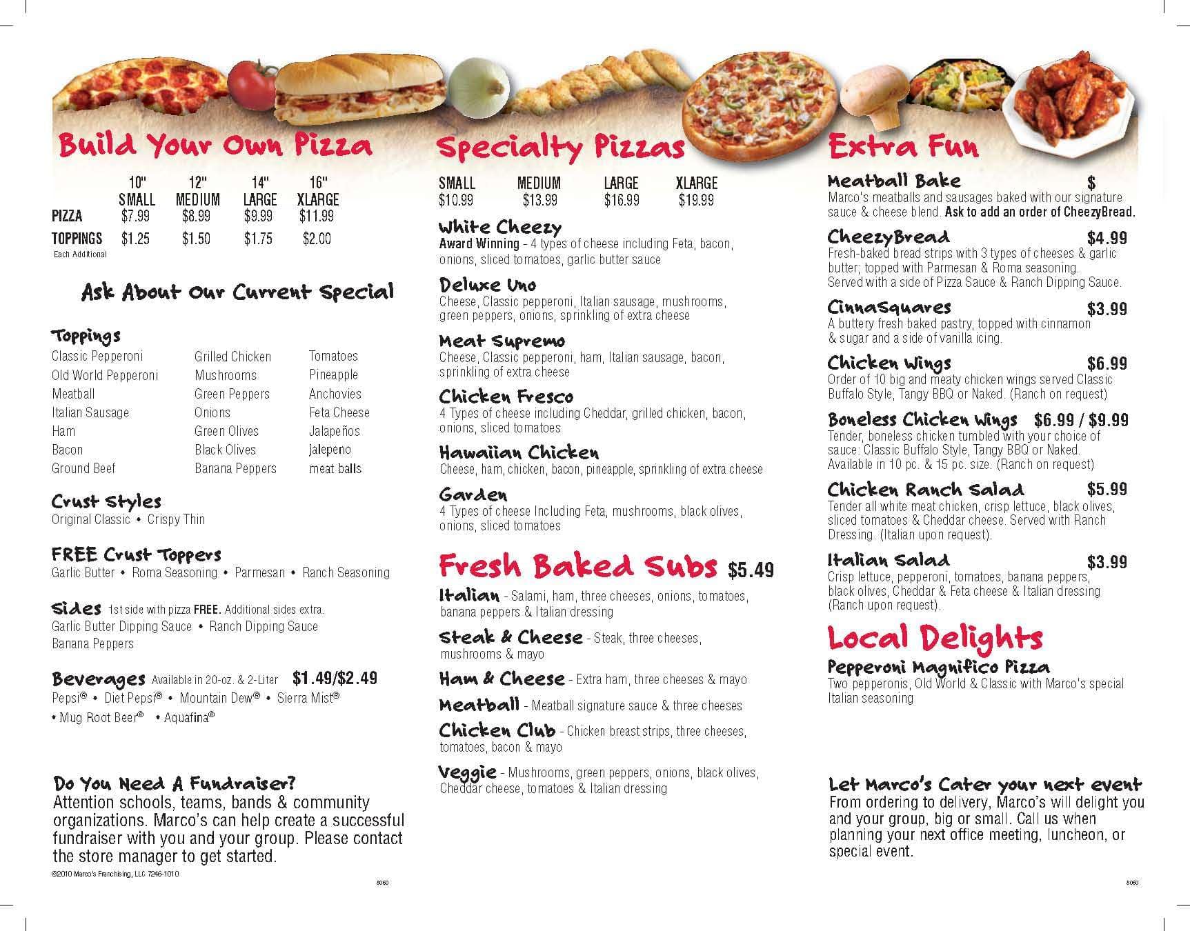 Marcos Printable Menu