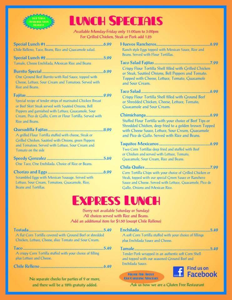 Menu at La Quesadilla restaurant, Saint John