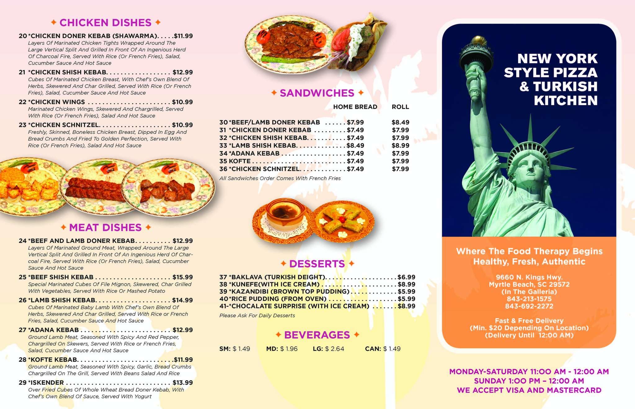 New York Style Pizza Menu For Myrtle New York Style Pizza Myrtle Beach Menu