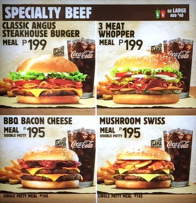 Burger King Menu, Menu for Burger King, Capitol Site, Cebu City ...