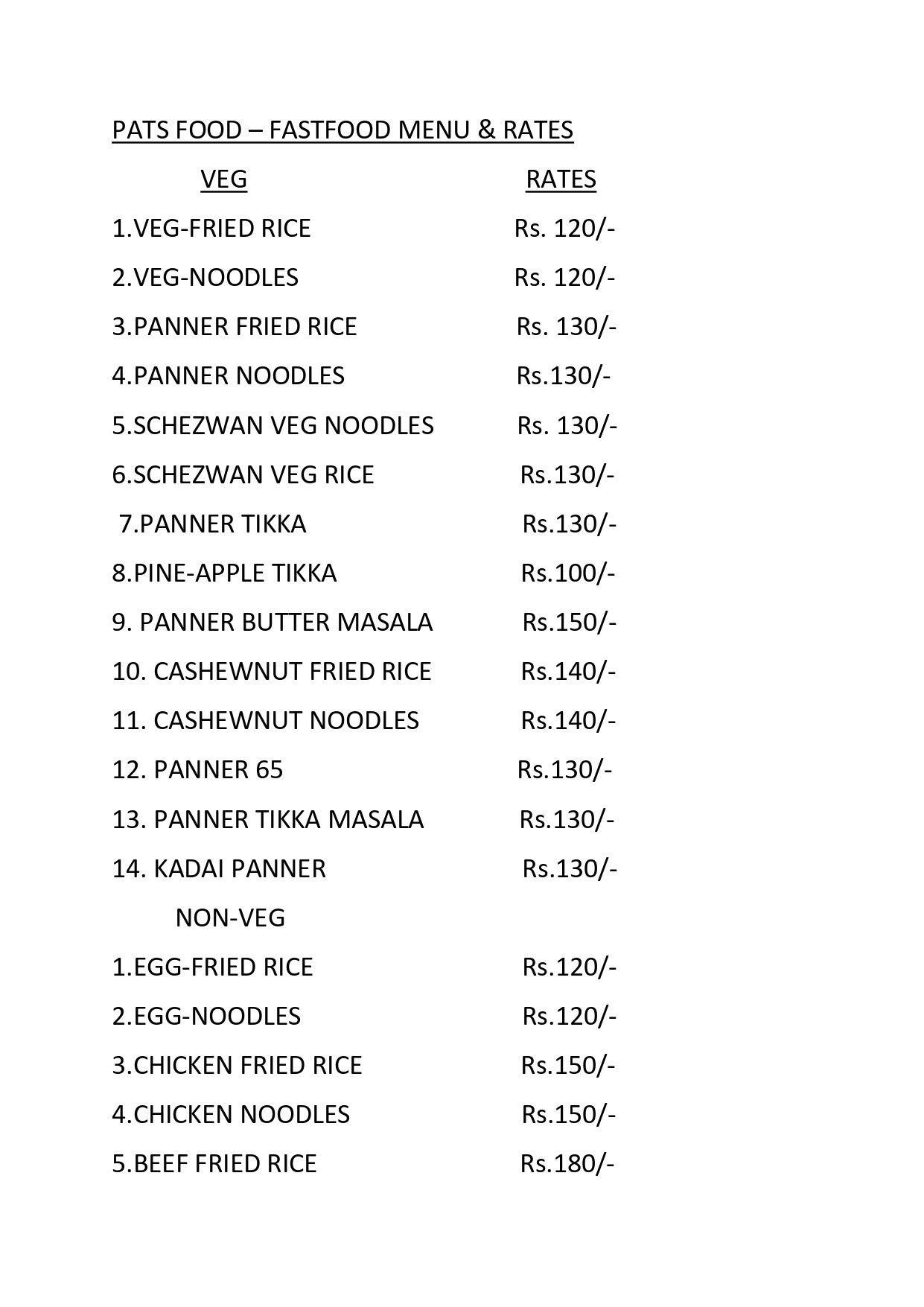 Menu Of Pats Food Perambur Chennai menu-of-pats-food-perambur-chennai