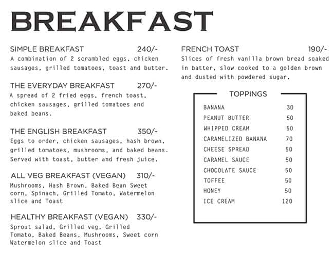 Menu of Dyu Art Cafe, Koramangala 8th Block, Bangalore