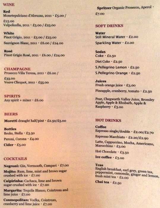 Ruby Restaurant Café Hoxton меню