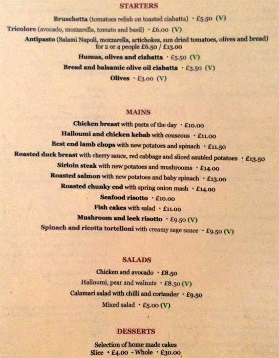 Ruby Restaurant Café Hoxton меню