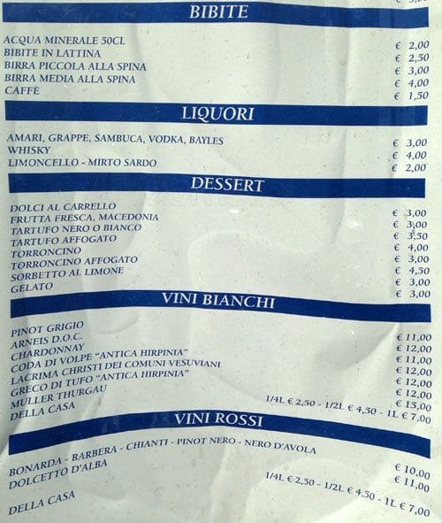 Menu di Ristorante Pizzeria Peccati di Gola 