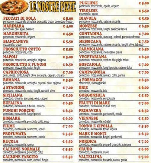 Menu di Ristorante Pizzeria Peccati di Gola 