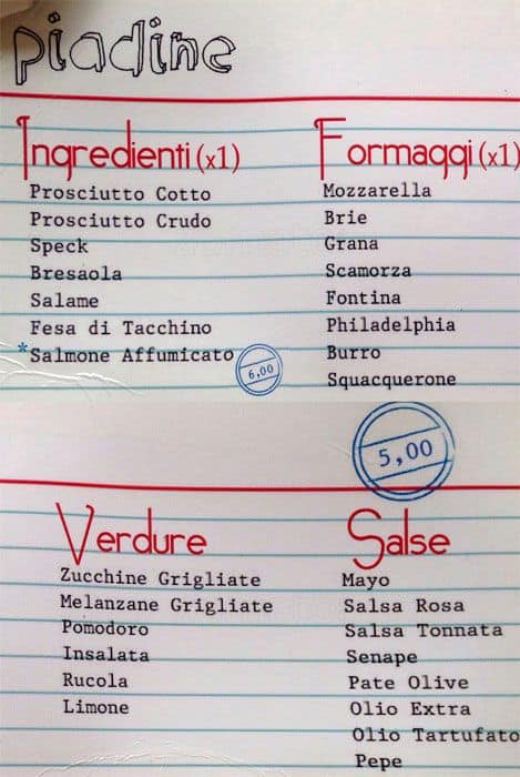 Menu di Venti136 Milano 