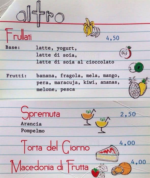 Menu di Venti136 Milano 
