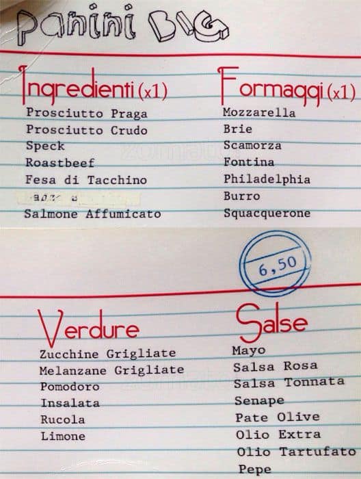 Menu di Venti136 Milano 