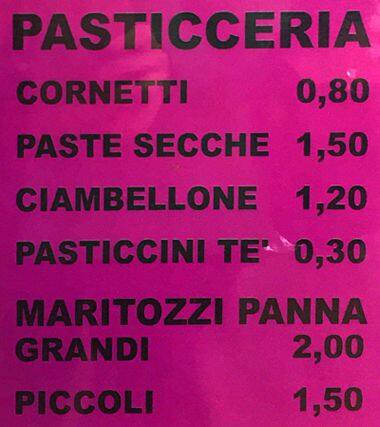 Menu di Seventy Bar di ottavio&Franco 