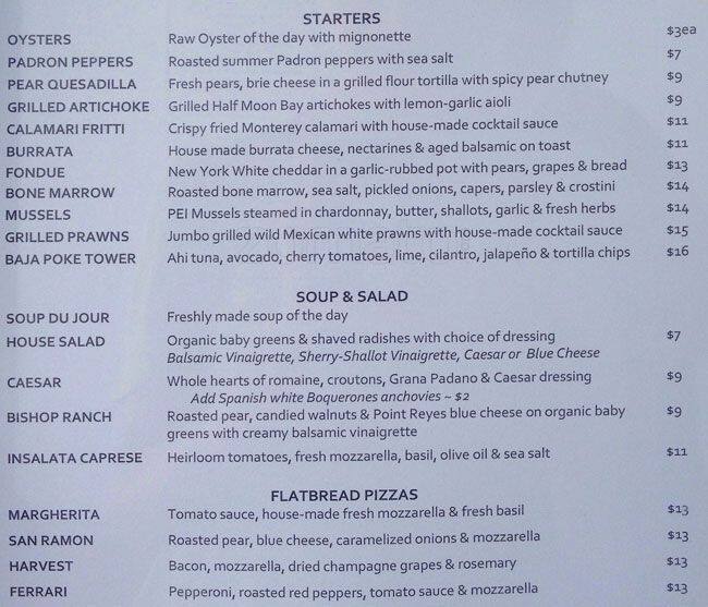 Menu at The Peasant & the Pear restaurant, Danville, 267 Hartz Ave