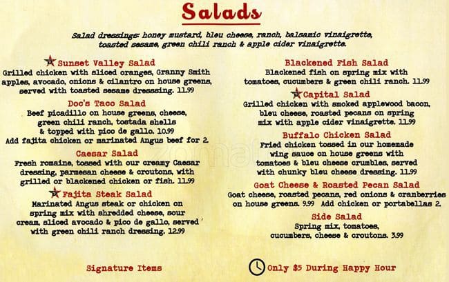 Doc's Motorworks 38th menu