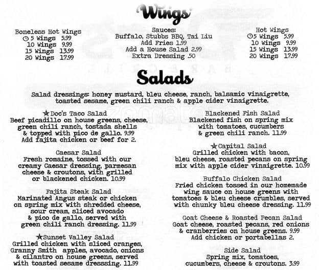 Doc's Motorworks 38th menu
