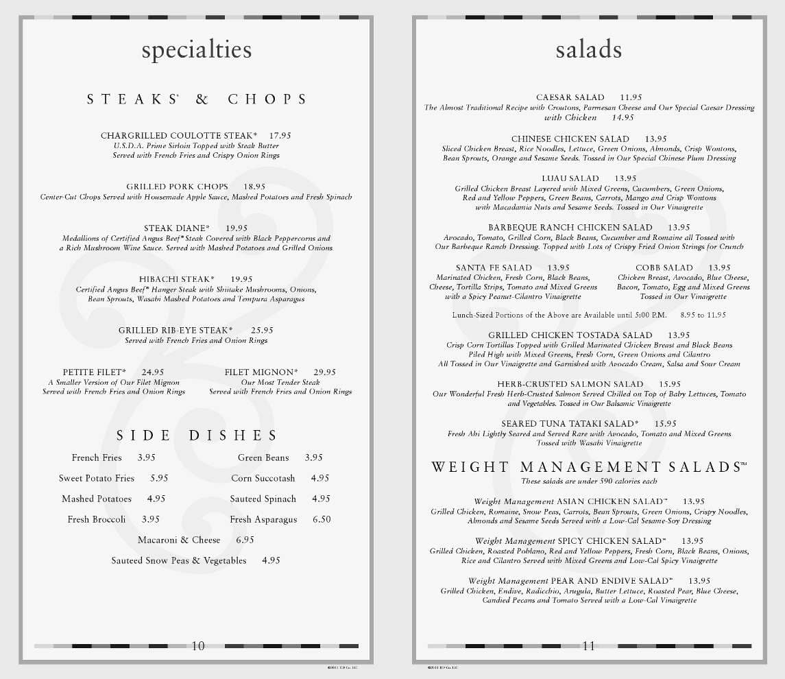 Menu at The Cheesecake Factory restaurant, Kendall, Dadeland Mall Cir W