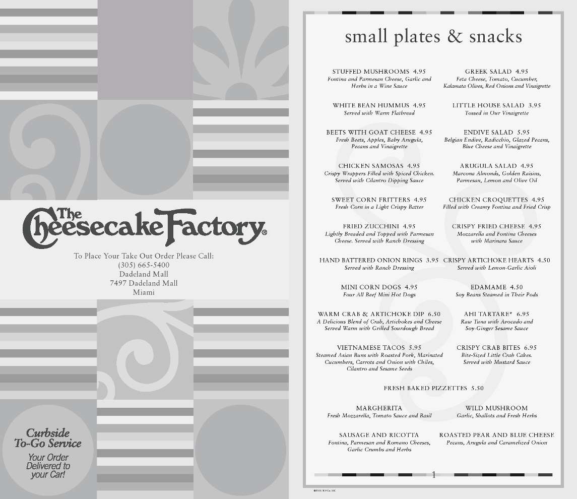 cheesecake factory menu