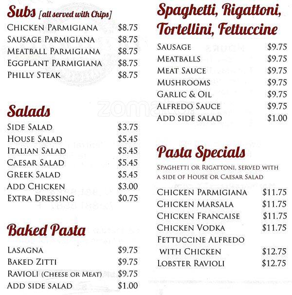 Marinara Pizza Menu, Menu for Marinara Pizza, East Plano, Plano