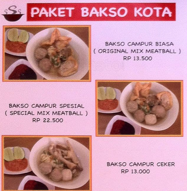 Bakso Kota Cak Man Menu Menu For Bakso Kota Cak Man Kuta Bali