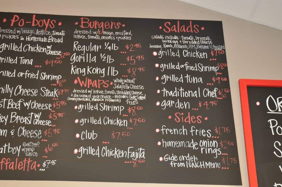 Menu at Brocato's restaurant, Alexandria