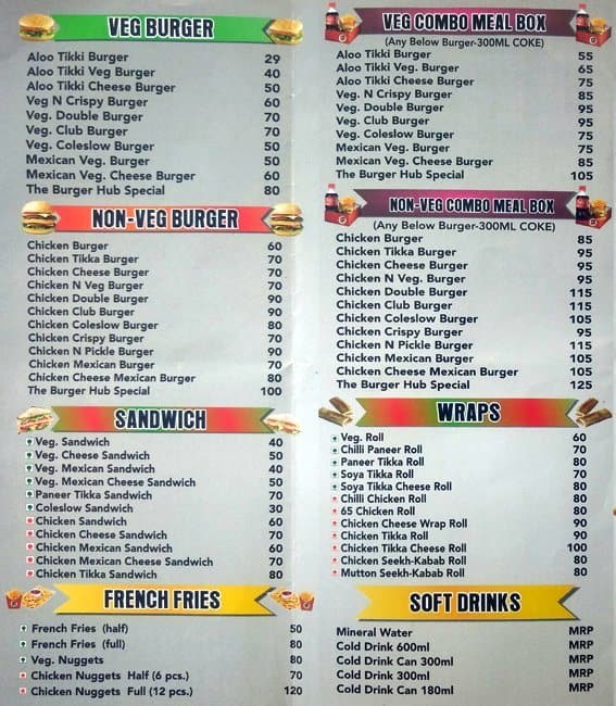 The Burger Hub Menu, Menu for The Burger Hub, Old Railway Road, Gurgaon ...