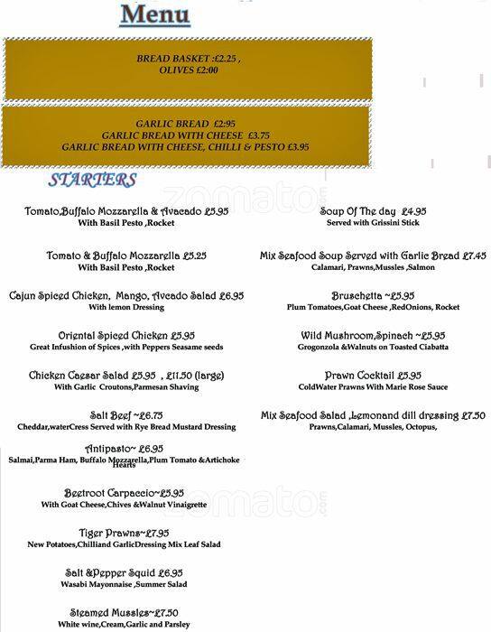 Limoncello Restaurant Menu, Menu for Limoncello Restaurant, Sidcup