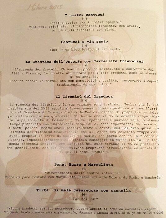 Menu di Da Cenciaioli 