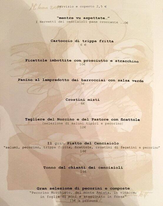 Menu di Da Cenciaioli 