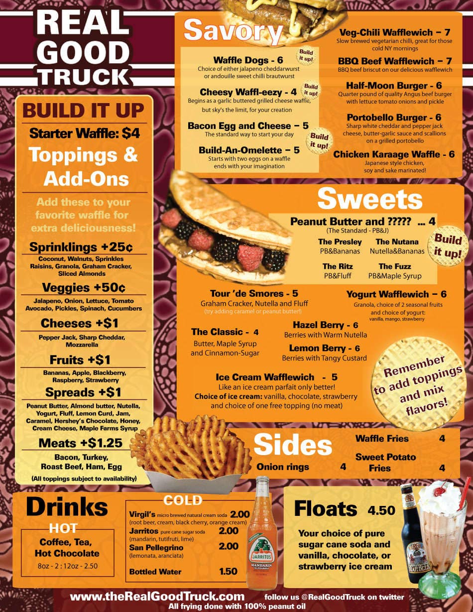 Real Good Truck Menu, Menu for Real Good Truck, DUMBO, New York City ...