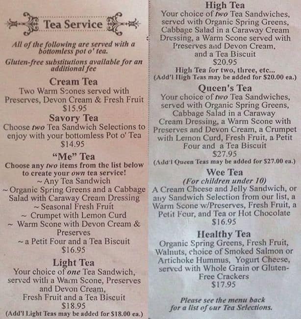 Lovejoy S Antiques Tea Room Menu Urbanspoon Zomato