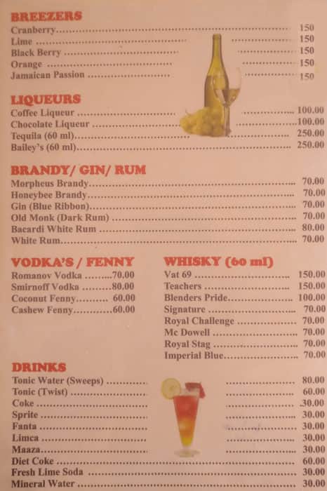 Brian's The Seaway's Beach Shack menu