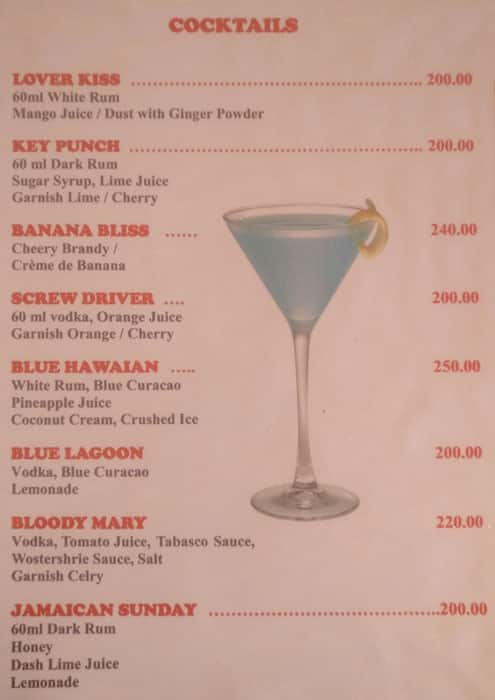 Brian's The Seaway's Beach Shack menu