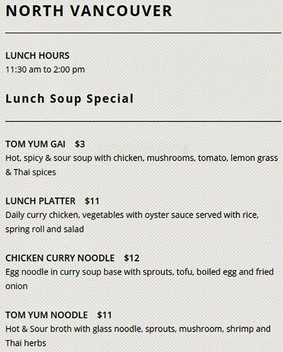Thai House Restaurant Menu Menu For Thai House Restaurant Lower Lonsdale North Vancouver