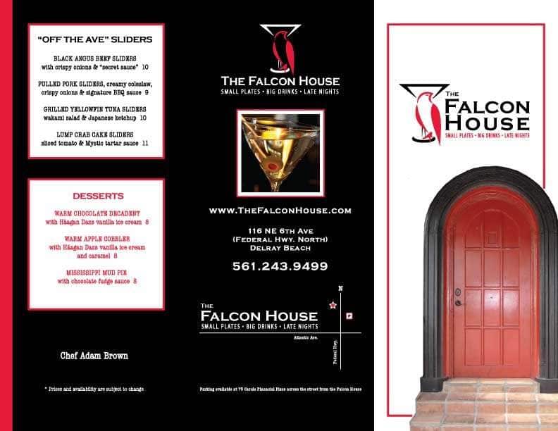 The Falcon House Menu, Menu for The Falcon House, Delray Beach, Miami