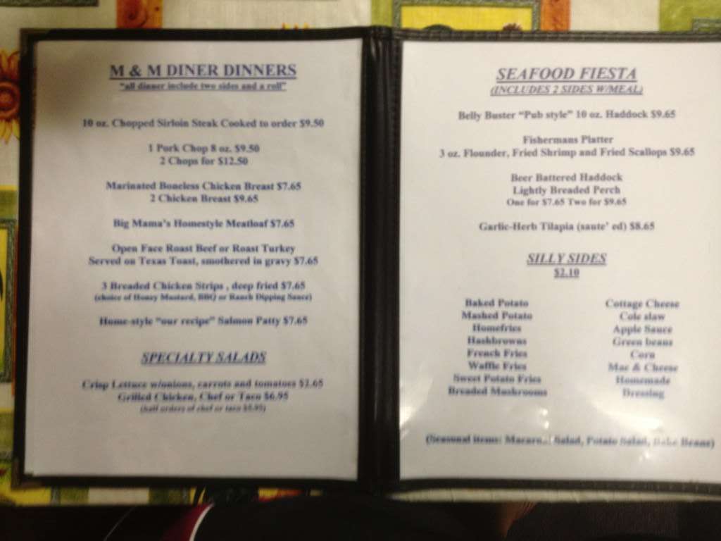 Menu at M & M Family Diner restaurant, Logan, 34 W Main St