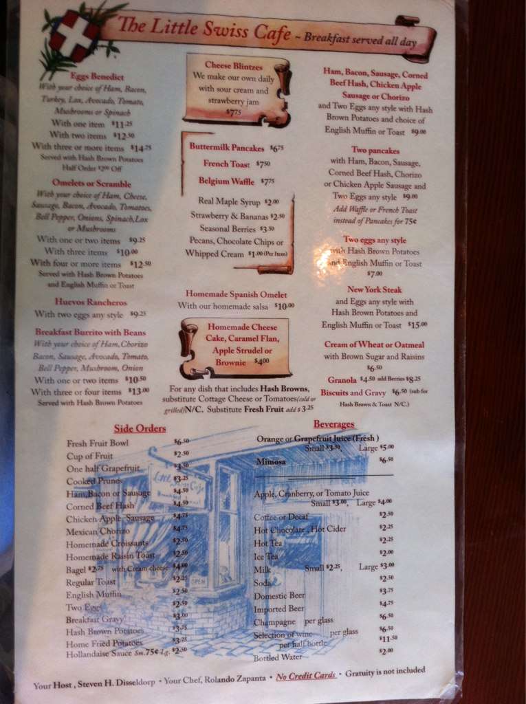Little Swiss Cafe Menu, Menu for Little Swiss Cafe, Carmel, Monterey