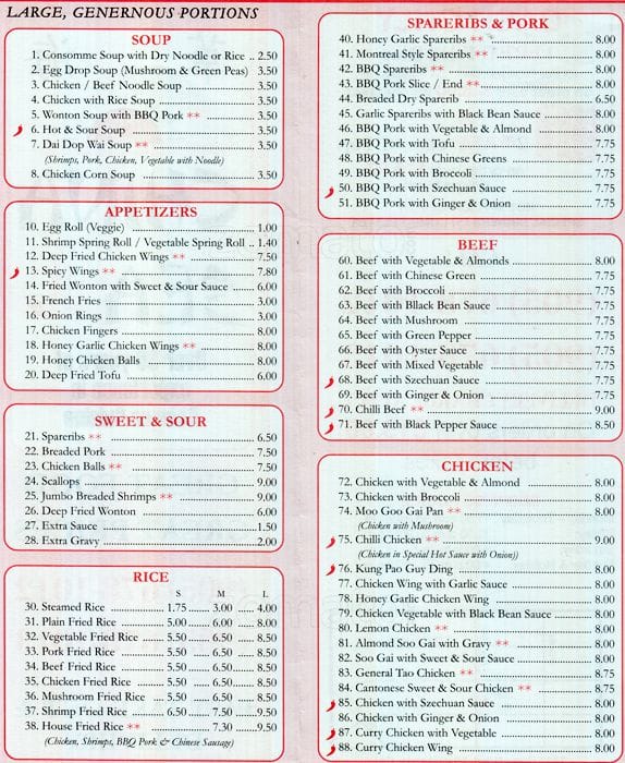 China Sea Menu, Menu for China Sea, Mississauga, Toronto - Urbanspoon ...